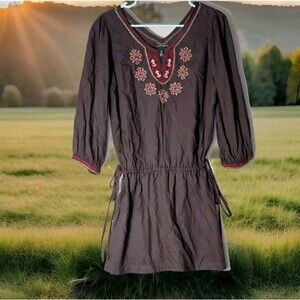 Lucky Brand Southwestern Aztec Tunic Dress Romper Size Small Embroidered Outdoor